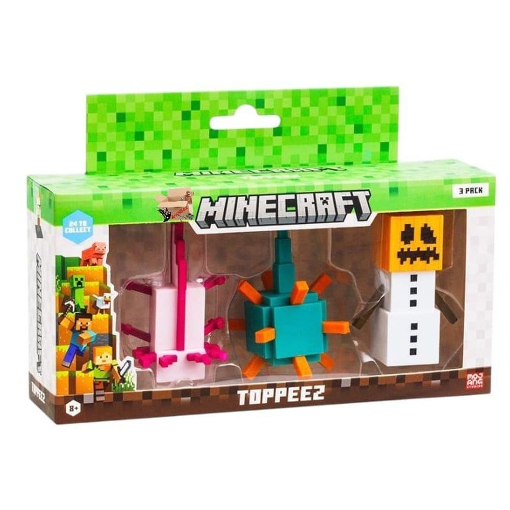 Kit Pack Brinquedo 3 Bonecos Ação Minecraft 3D Colecionáveis