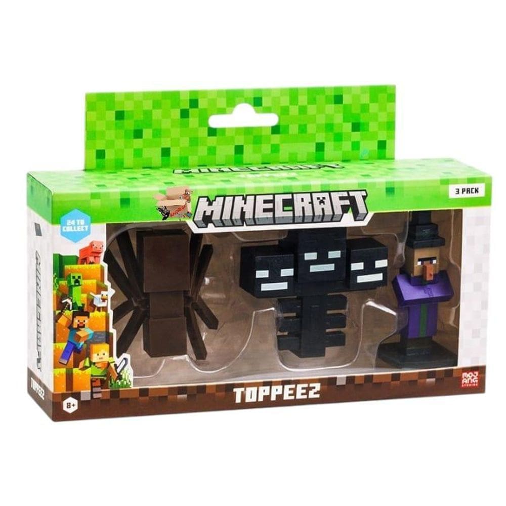 Kit Pack Brinquedo 3 Bonecos Ação Minecraft 3D Colecionáveis