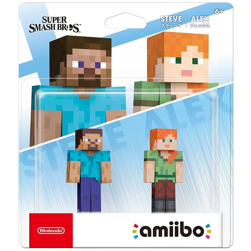 Pacote com 2 Amiibo para Nintendo Steve + Alex Minecraft Super Smash Bros