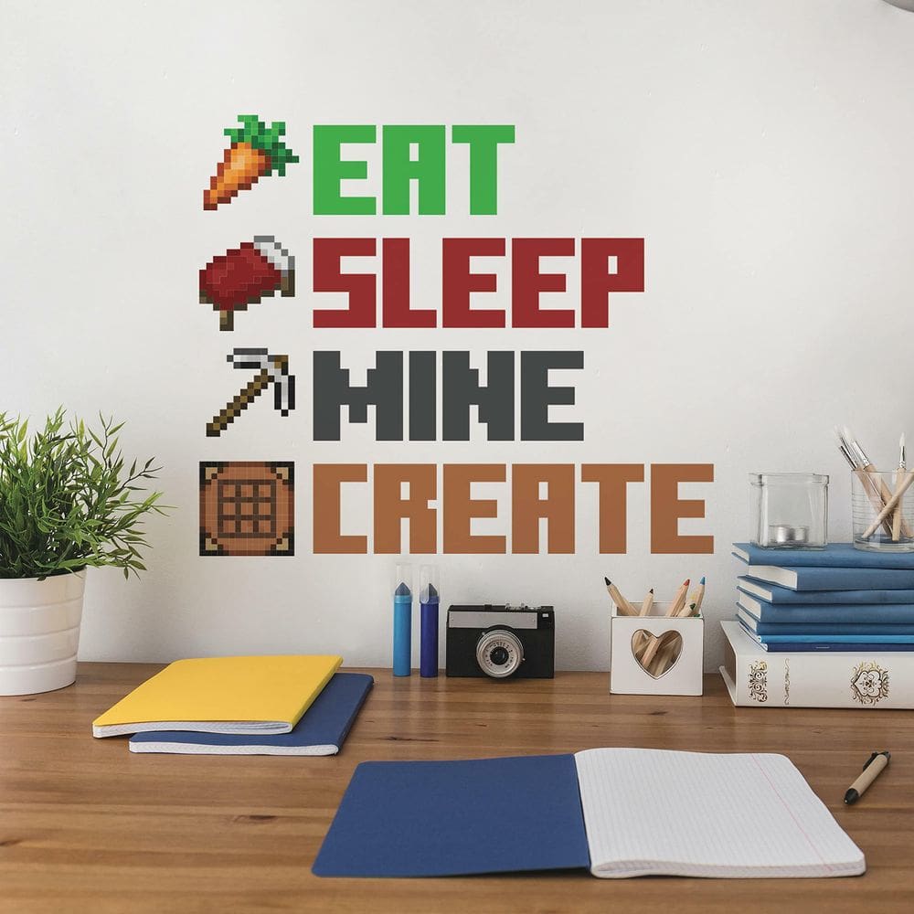 Decalque de parede RoomMates Minecraft Eat Sleep Mine Criar cotação
