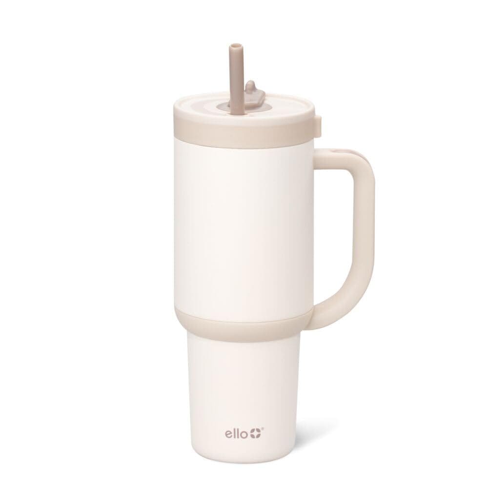 Copo Ello Oasis com alça e canudo retrátil de 900 ml de creme