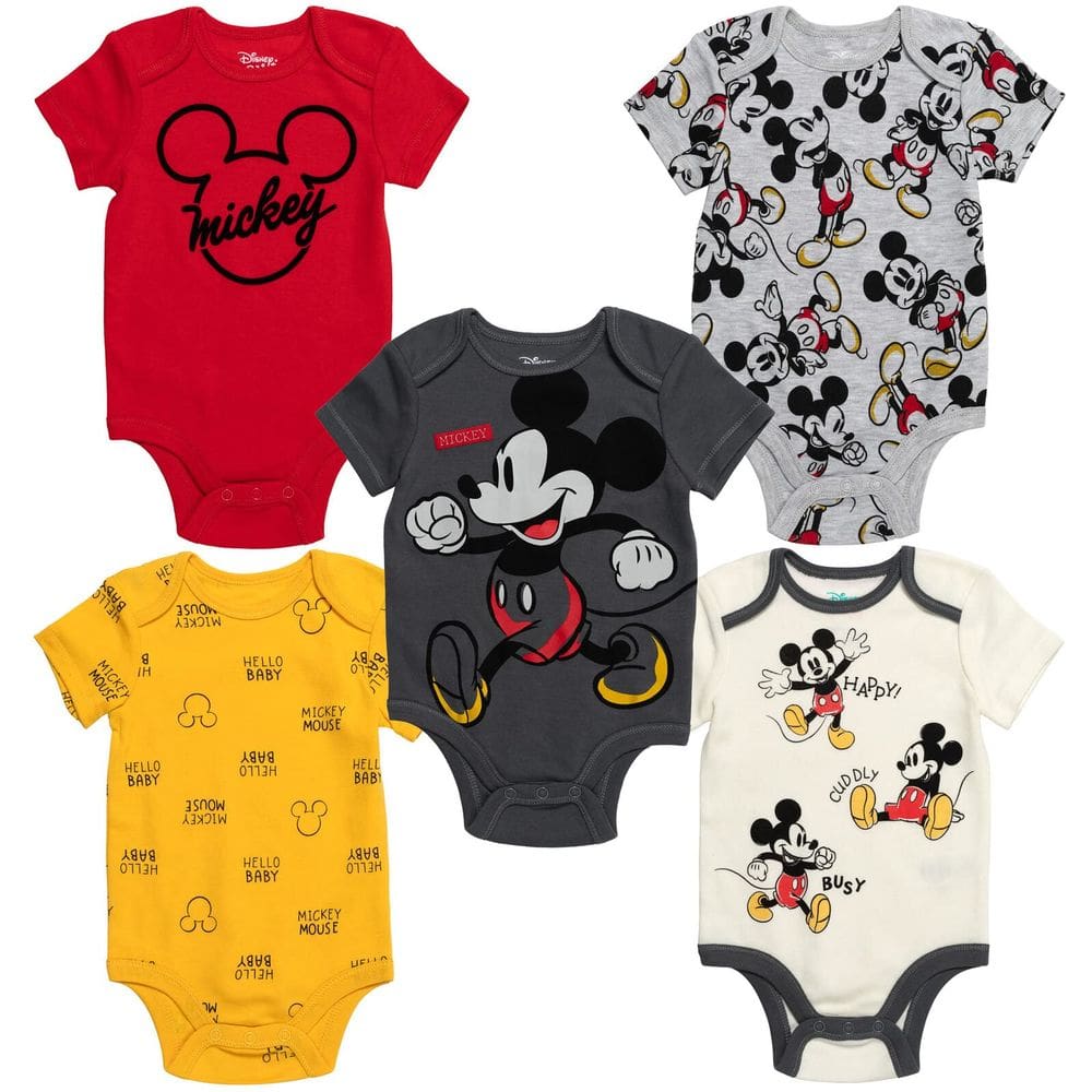 Macacões Disney Mickey Mouse para bebês recém-nascidos de 0 a 3 meses x5