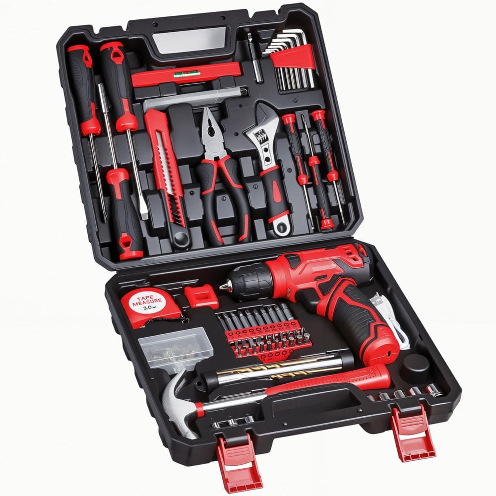 Conjunto de ferramentas Kit de ferramentas, furadeira sem fio de 8V, 132 peças com caixa de ferramentas