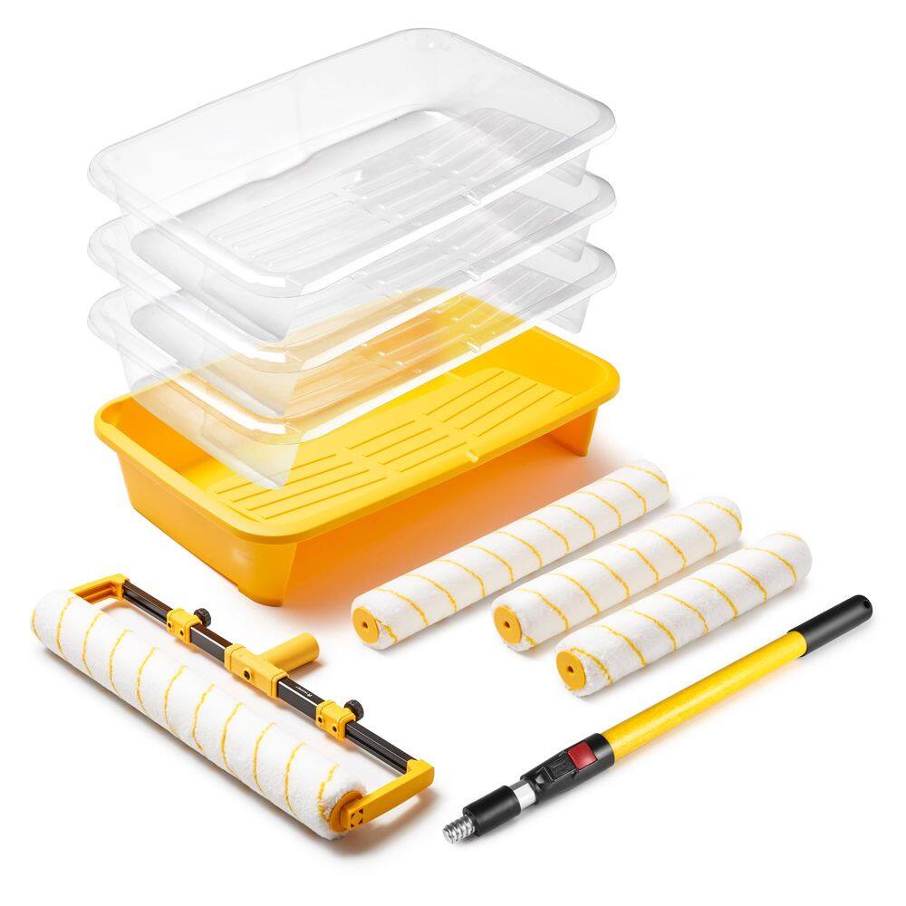 Kit de rolos de pintura Voomey 18 com bandeja, microfibra de 12 cm e 18 cm
