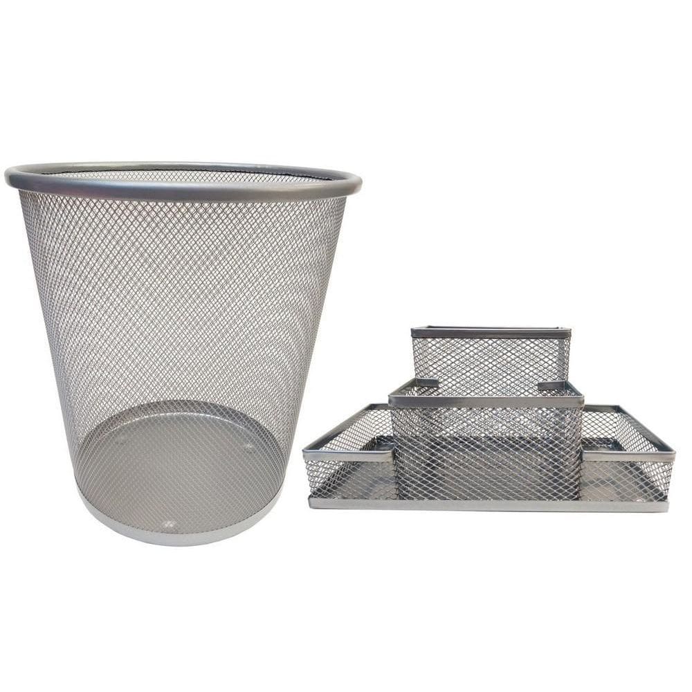 Kit Organizador De Mesa E Lixeira De Escritório