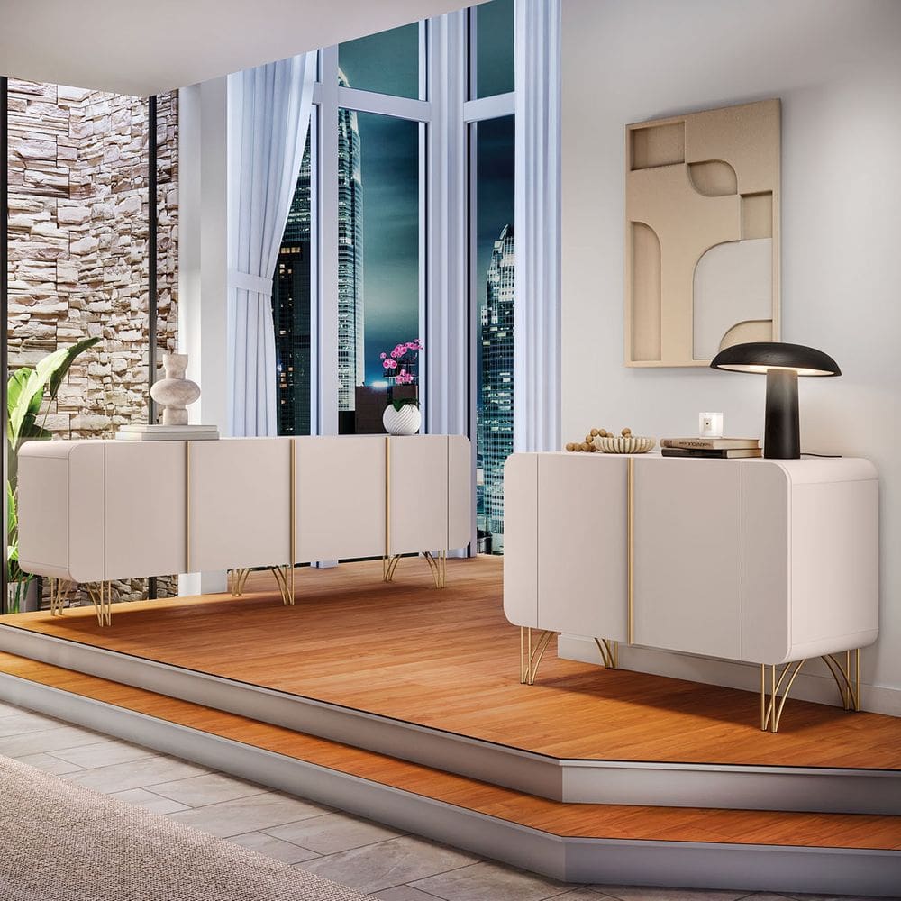 Balcão Aparador Buffet Saluti e Benvenuto Off White - HB Móveis