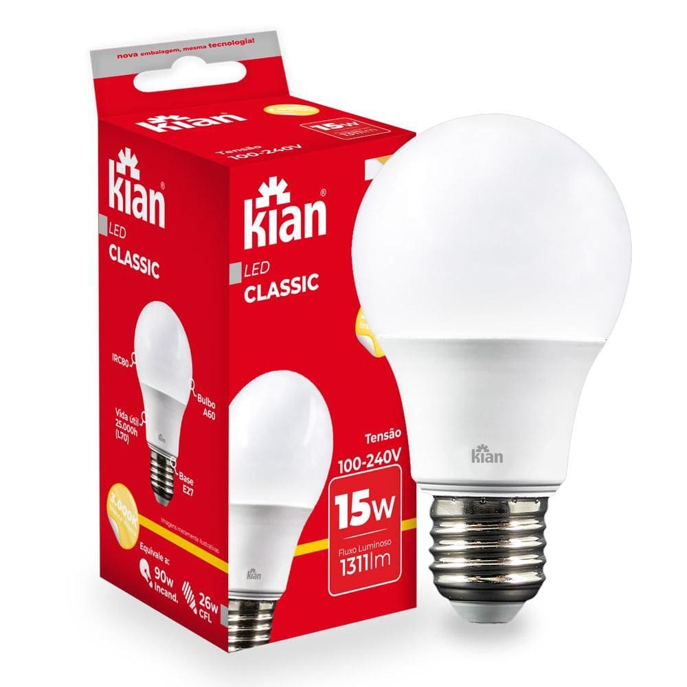 Lâmpada Led 15W Kian Amarela Bivolt