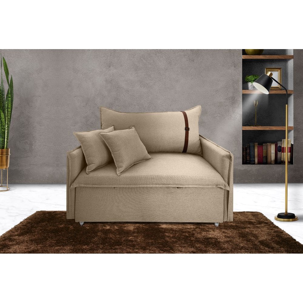Poltrona Sofá-cama Valence Premium 110cm SoftGel 33 - Linho Bege