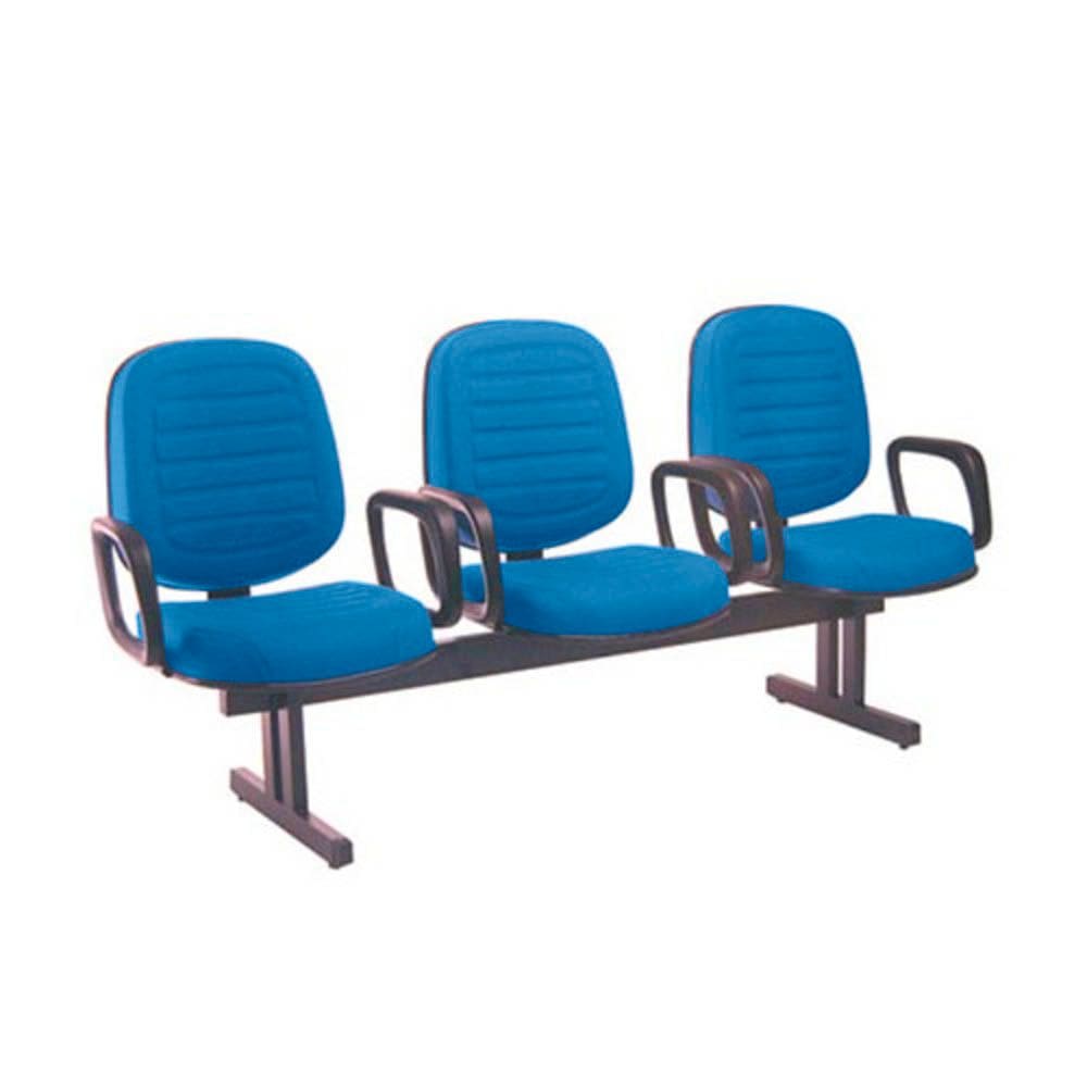 Cadeira em Longarina com 03 lugares Linha Blenda Azul