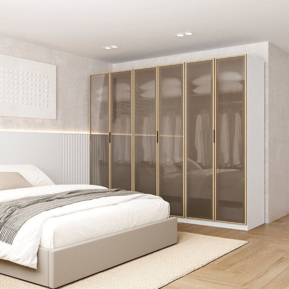 Guarda-roupa Modulado 3 Peças 6 Portas Jade Cabecasa Madeiramadeira Branco/Avelã