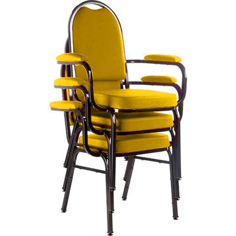 Kit com 3 Cadeiras para Auditório Linha Hotel Amarelo