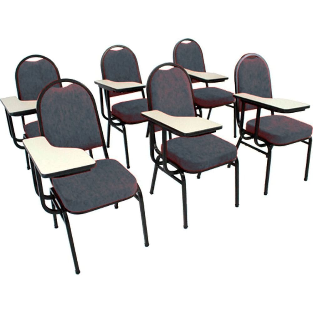 Kit com 6 Cadeiras para Auditórios Linha Hotel Cinza