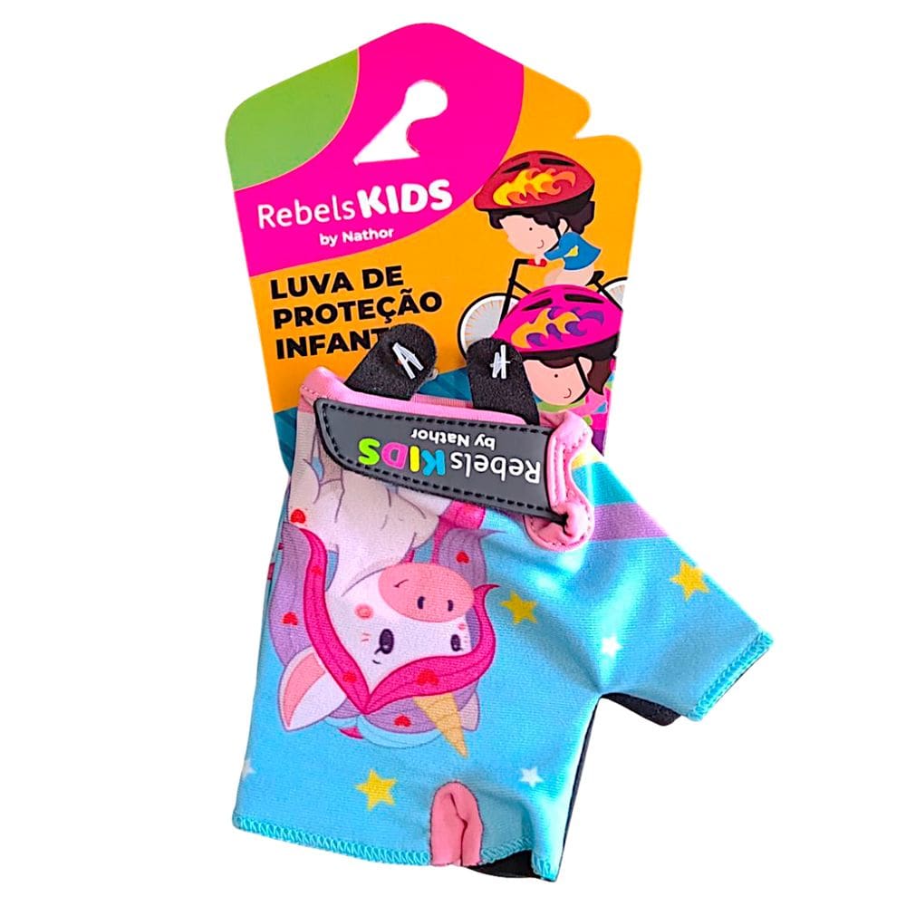 Luva de Proteção Esportiva Infantil Fecho Ajustavel Unicórnio Tam P M G Nathor