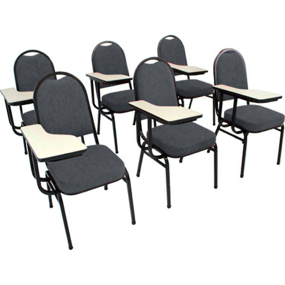 Kit com 6 Cadeiras para Auditórios Linha Hotel Cinza