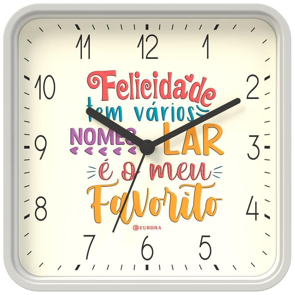 Relógio De Parede Eurora Ref: 6596-021 Branco Quadrado Lar