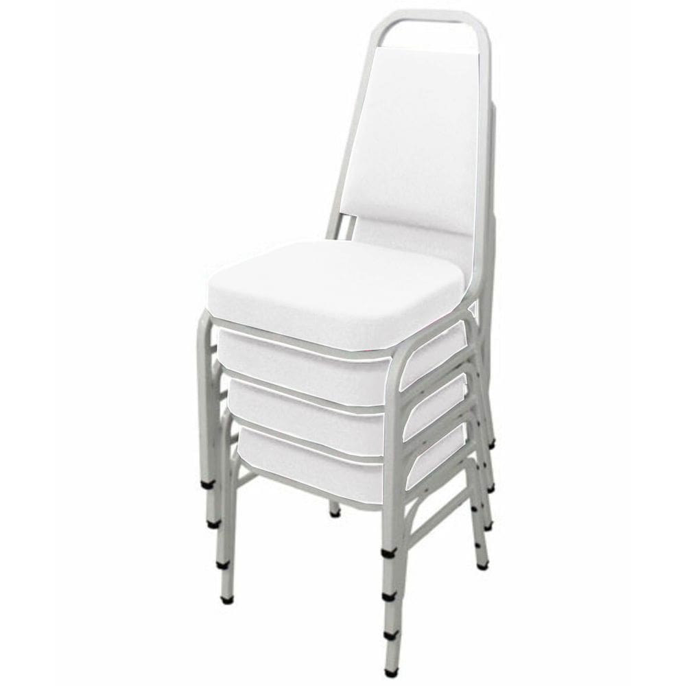 Kit com 4 Cadeiras Empilháveis Linha Hotel Plus Branco