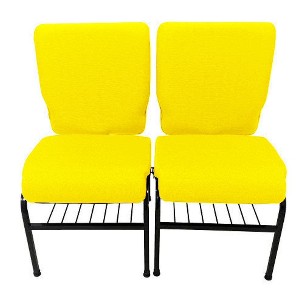 02 Cadeiras para Igrejas c/ Porta Biblía e Porta Cálice Amarelo