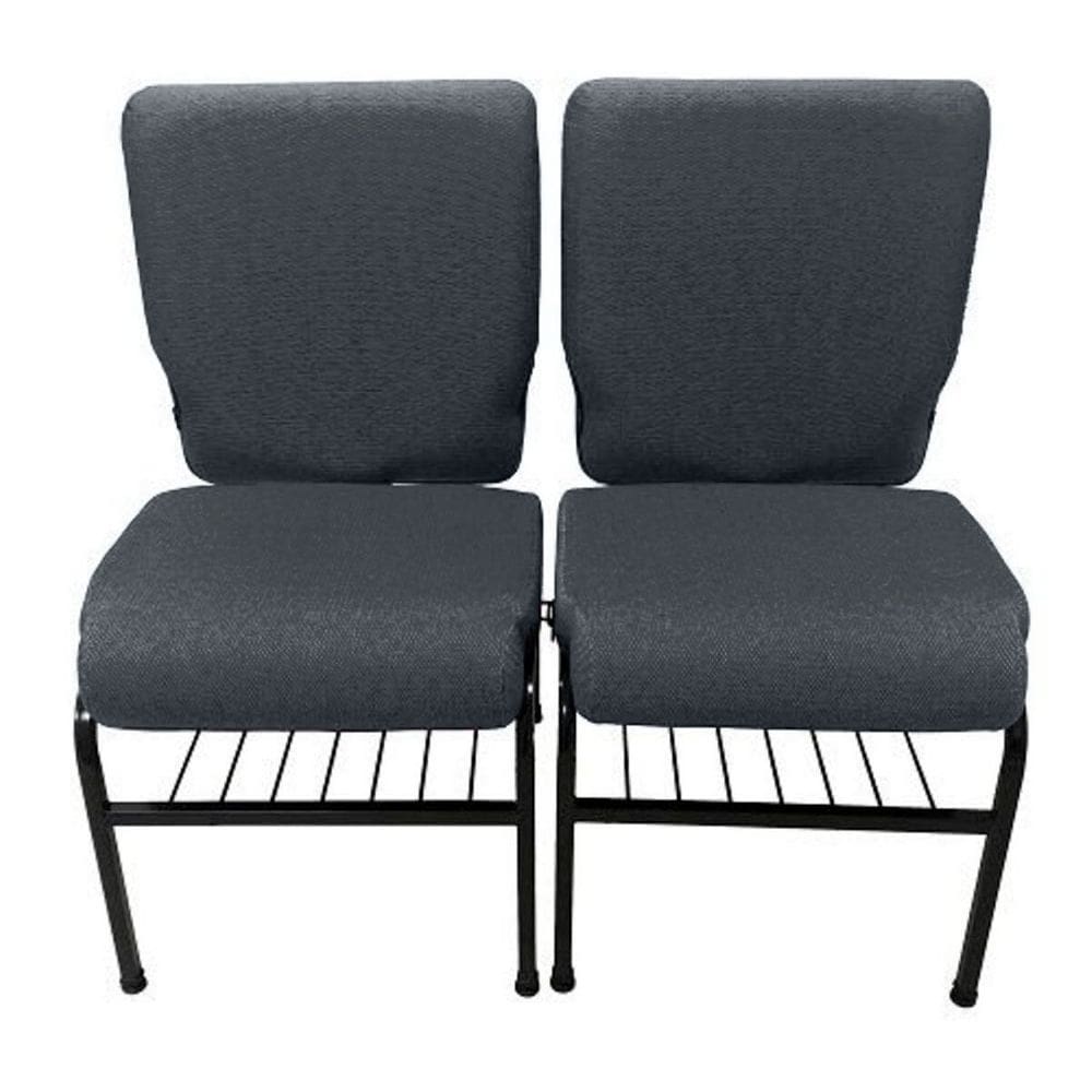 02 Cadeiras para Igrejas c/ Porta Biblía e Porta Cálice Cinza