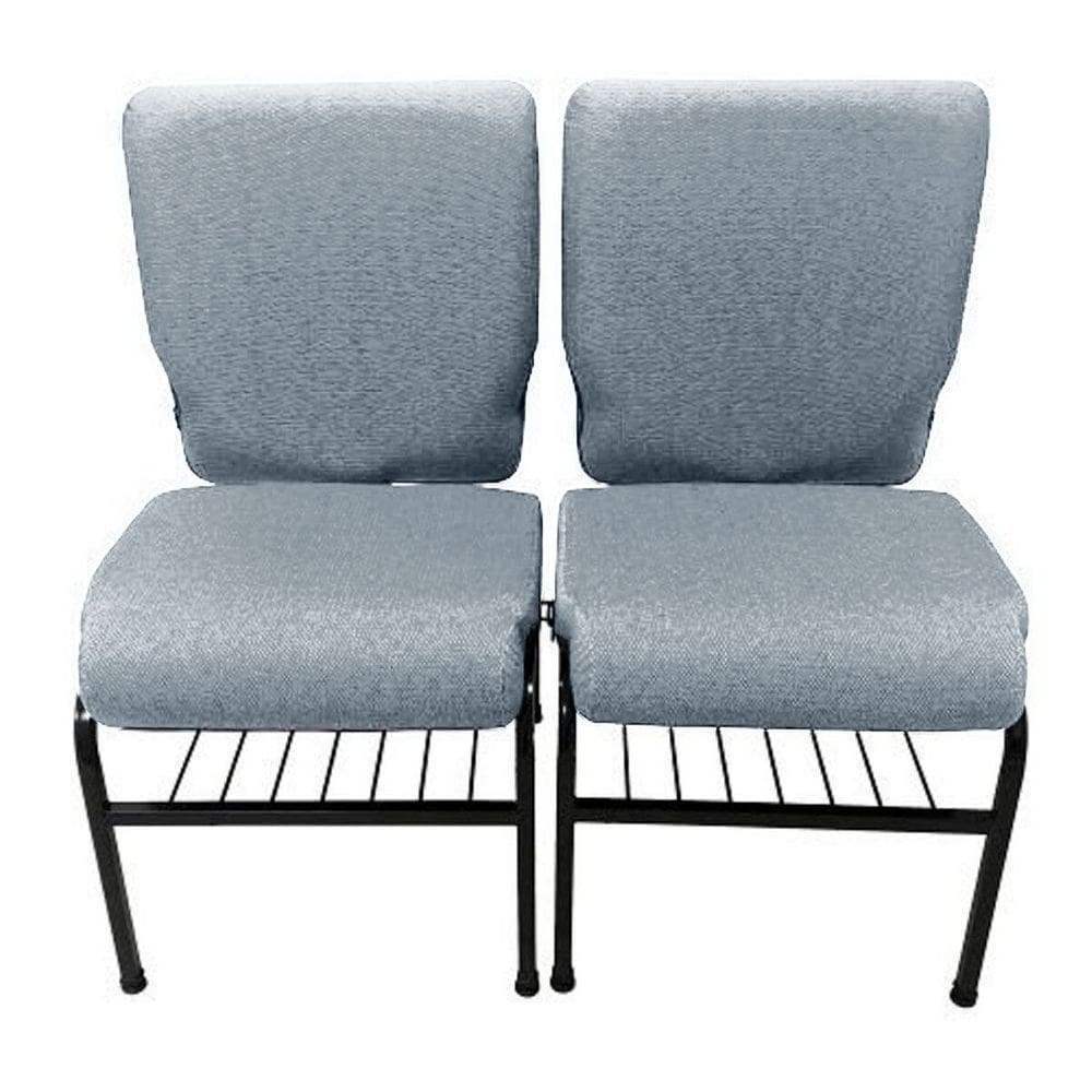 02 Cadeiras para Igrejas c/ Porta Biblía e Porta Cálice Cinza