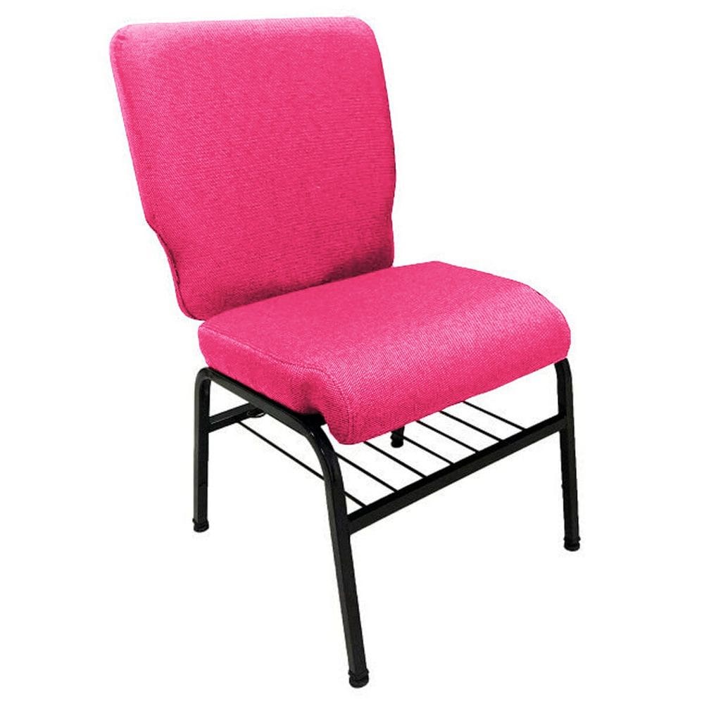 01 Cadeira para Igrejas c/ Porta Biblía e Porta Cálice Rosa