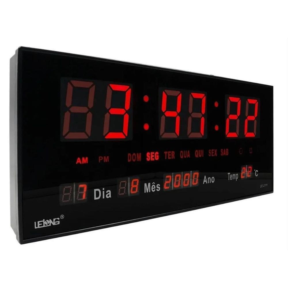 Relógio De Parede Digital Led Data Alarme Temperatura Dia