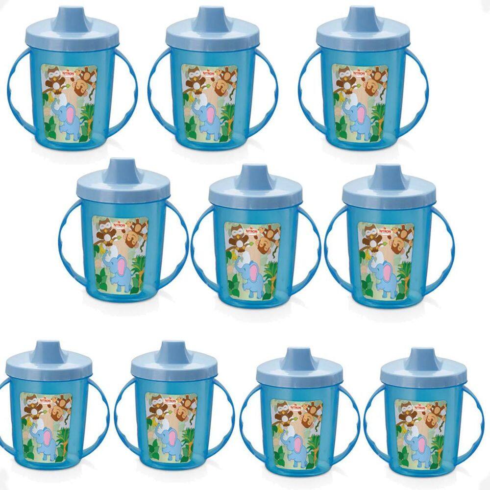 Kit 10 Copo Infantil Alças E Bico 320Ml Bichinhos 6 Meses