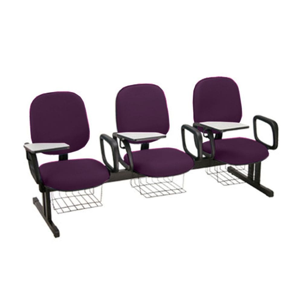 Cadeira em longarina para Escolas Linha Uno Roxo