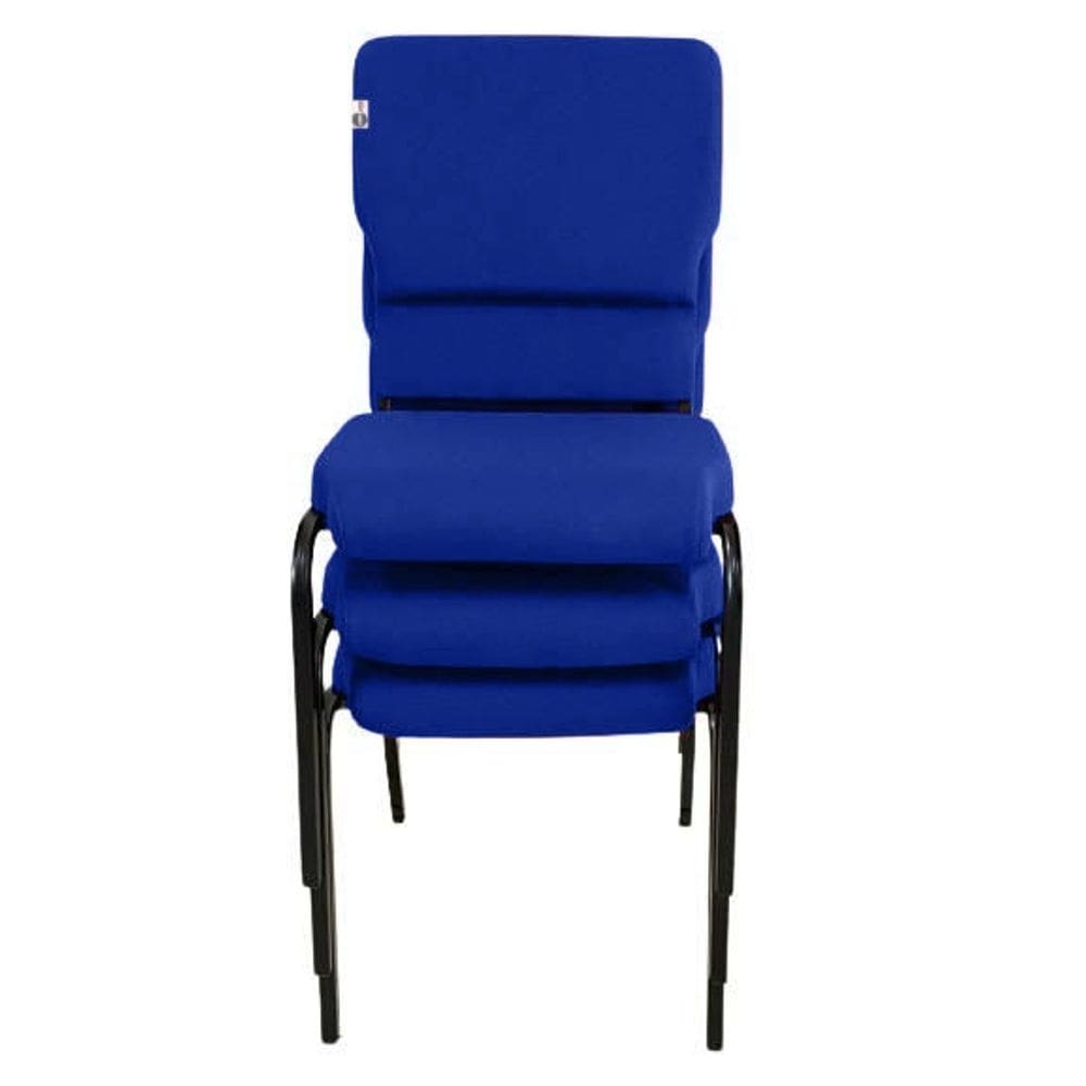 03 Cadeiras Empilhável para Igrejas Evangélicas Linha Church Azul
