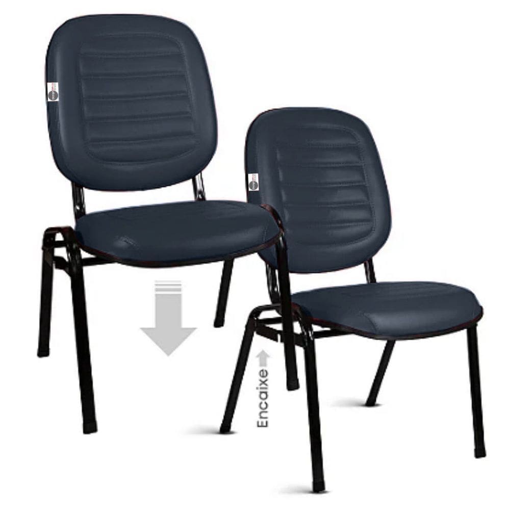 02 Cadeiras Empilhável para Igrejas Evangélicas Linha Holy Azul