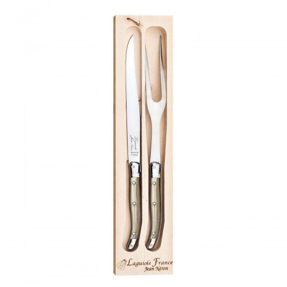 Garfo E Faca Para Churrasco Em Inox Laguiole Champagne