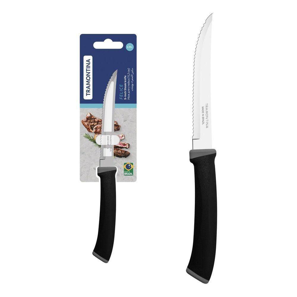 Faca Para Churrasco Tramontina Felice Lâmina Aço Inox Fio Liso Cabo Polipropileno Preto 5 Tramontina