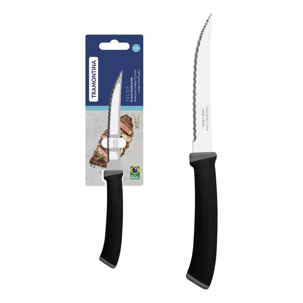 Faca Churrasco Tramontina Felice Lâmina Aço Inox Fio Microsserrilhado Cabo Polipropileno Preto 5 Tramontina
