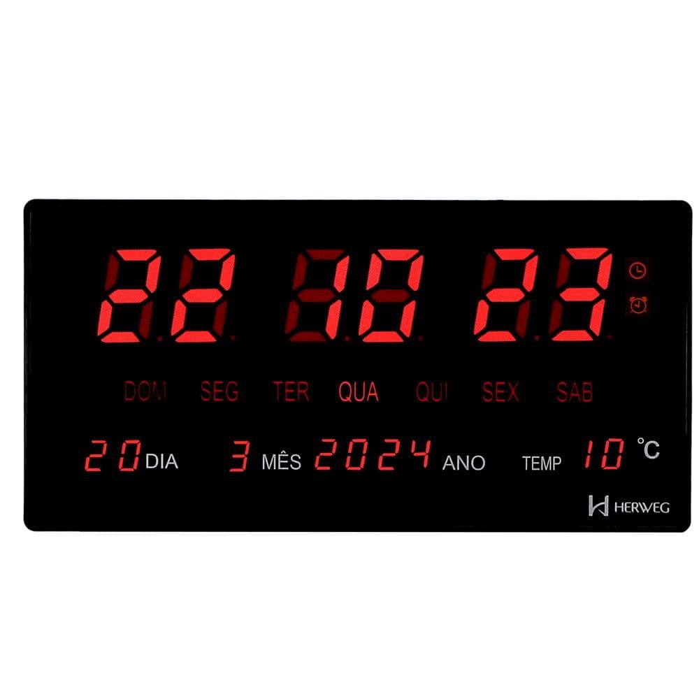 Relógio De Parede Herweg Ref: 4606-034 Digital Led