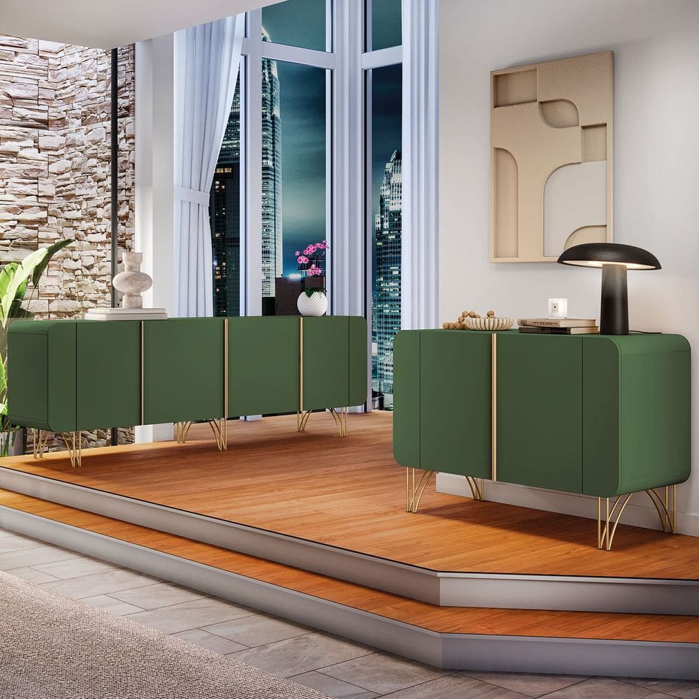 Balcão Aparador Buffet Saluti e Benvenuto Verde Pistache - HB Móveis