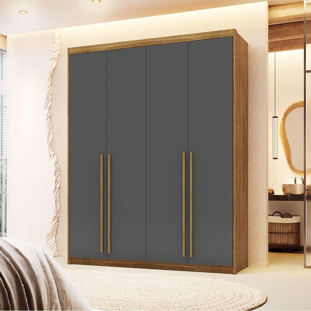 Guarda Roupa Roupeiro Casal Dubai 4 Portas Nature Alasca Vila Rica