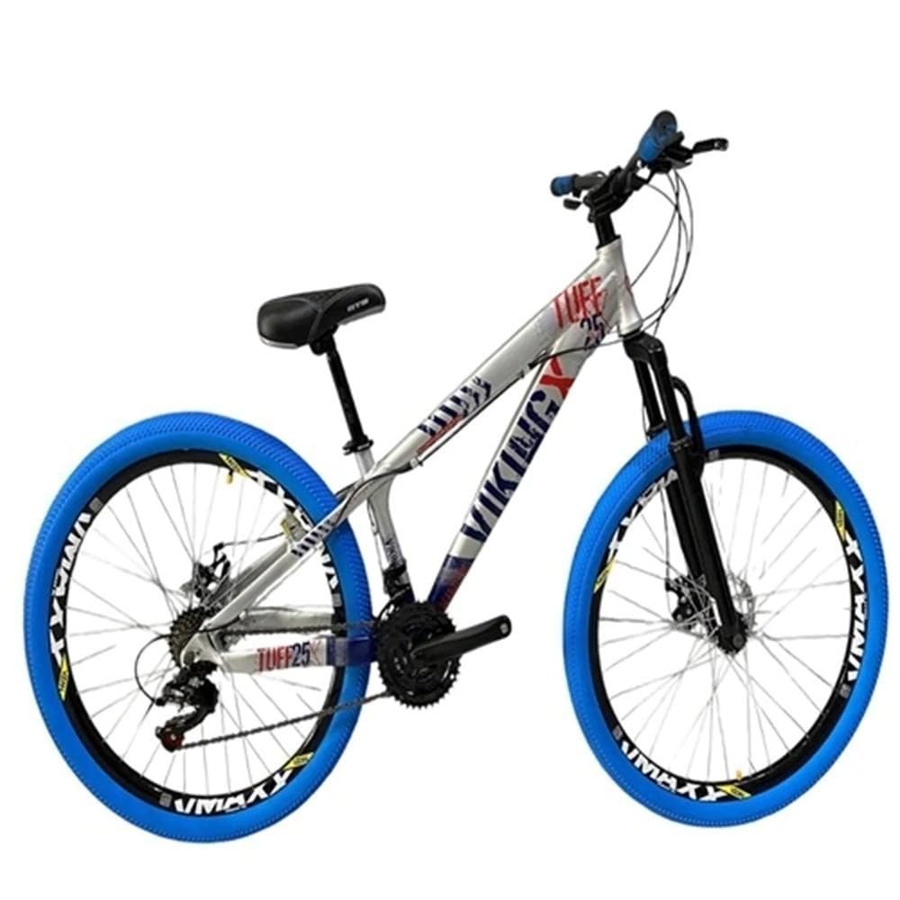 Bicicleta Aro 26 Vikingx Tuff 25/30 do Grau Vmaxx Pneu Azul