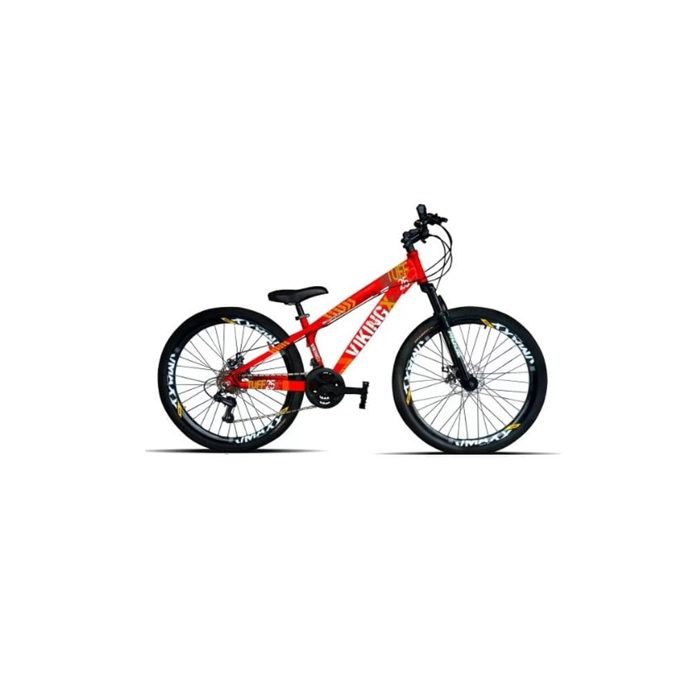 Bicicleta Viking Aro 26 TuffX25/30 Vmaxx Freio a Disco 21V Vermelho Neon