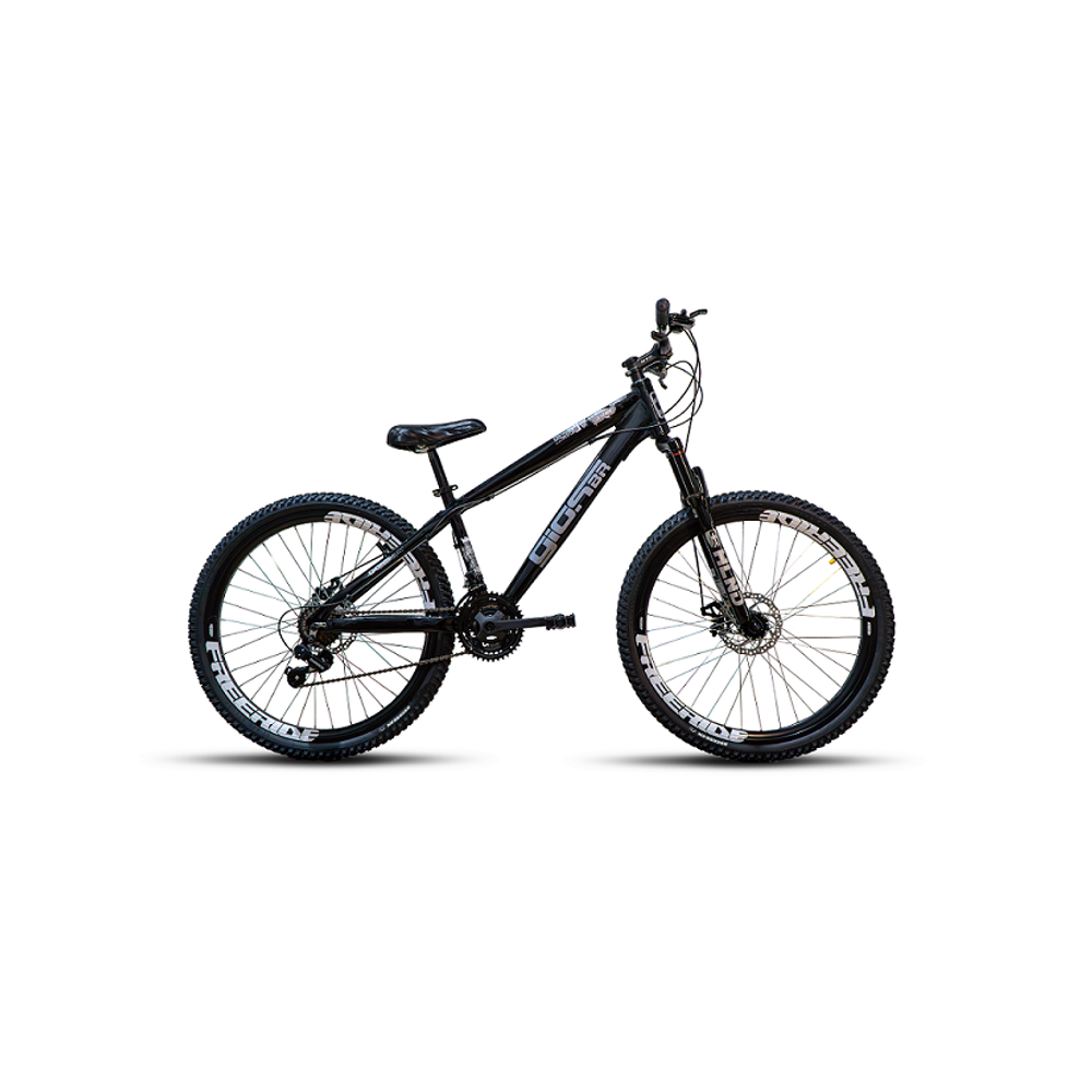 Bicicleta Gios 26 4Trix Freio Disco Mec Cambios Shimano 21v Preto Brilho Cinza do grau