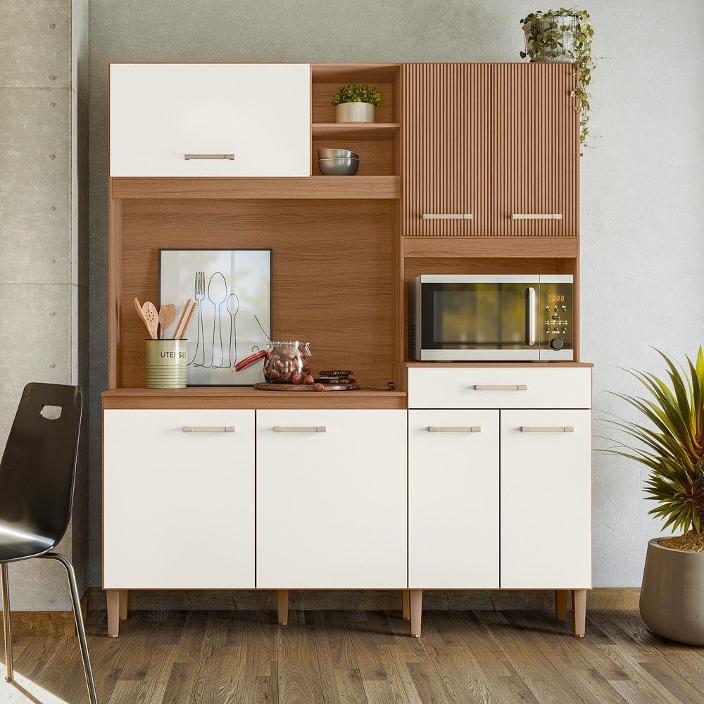 Cozinha Compacta Yara 160 Ipê Off White Nicioli