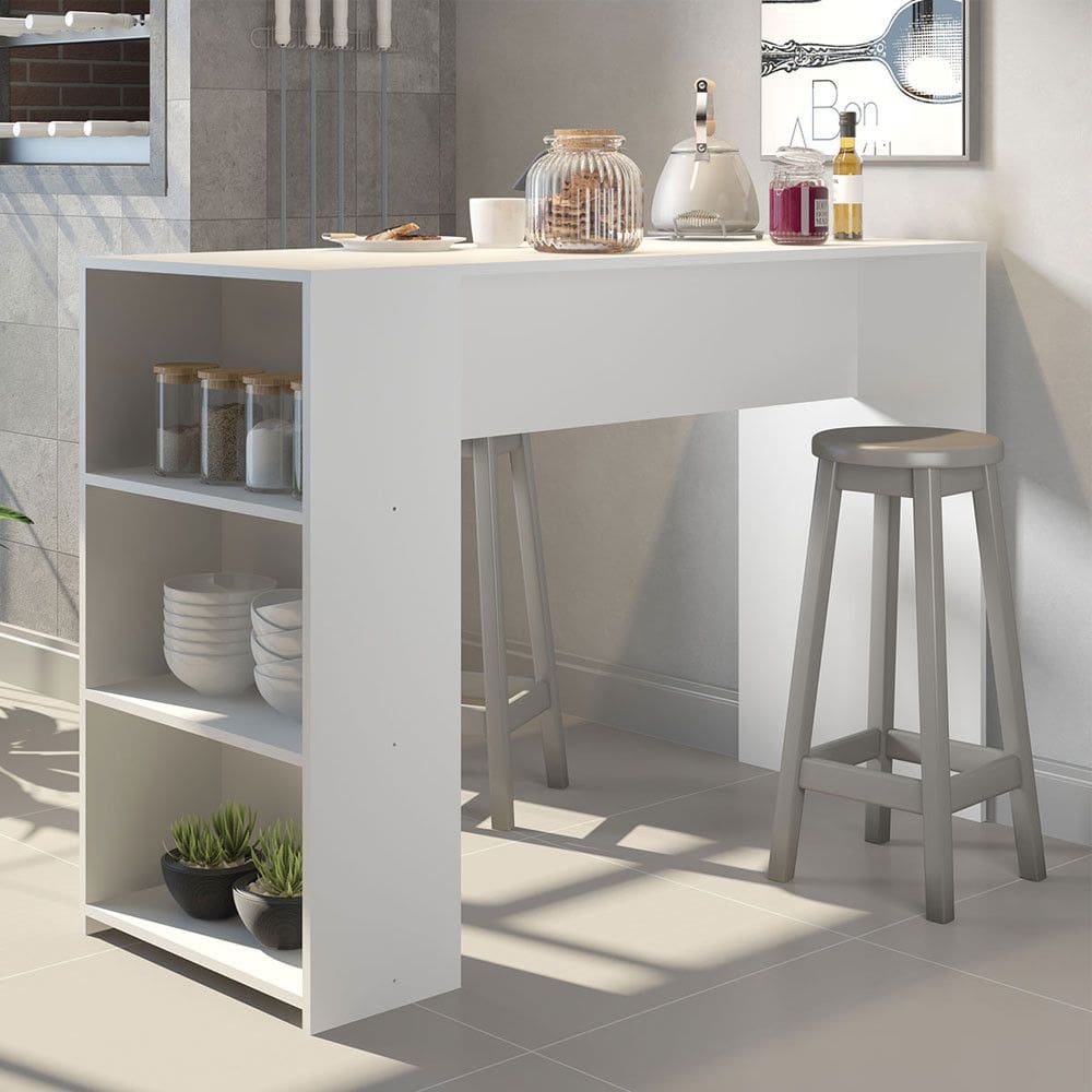Bancada Ilha Gourmet 136x93x50cm MDP Branco 0565 Menu Móveis