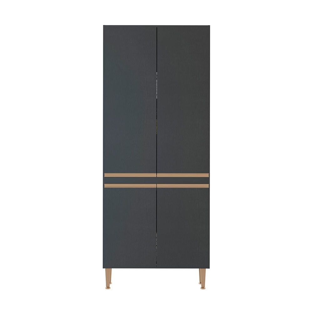 Armário Paneleiro Cozinha Sabrina 80x202cm MDP Preto 0452 Menu Móveis
