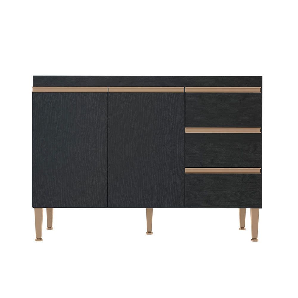 Balcão Pia para Cozinha Modulada Sabrina 120x52cm MDP Preto 0449 Menu Móveis