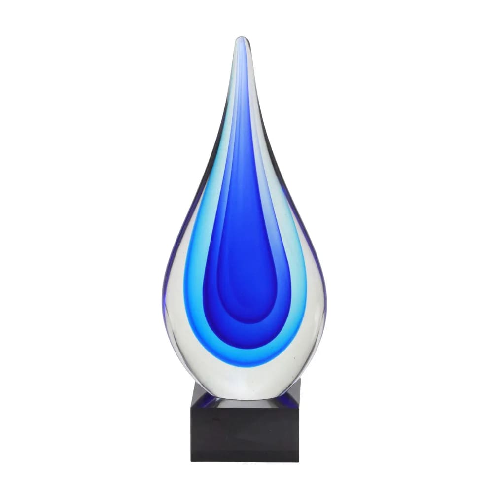Escultura Decorativa em Vidro Azul Glacial 26cm