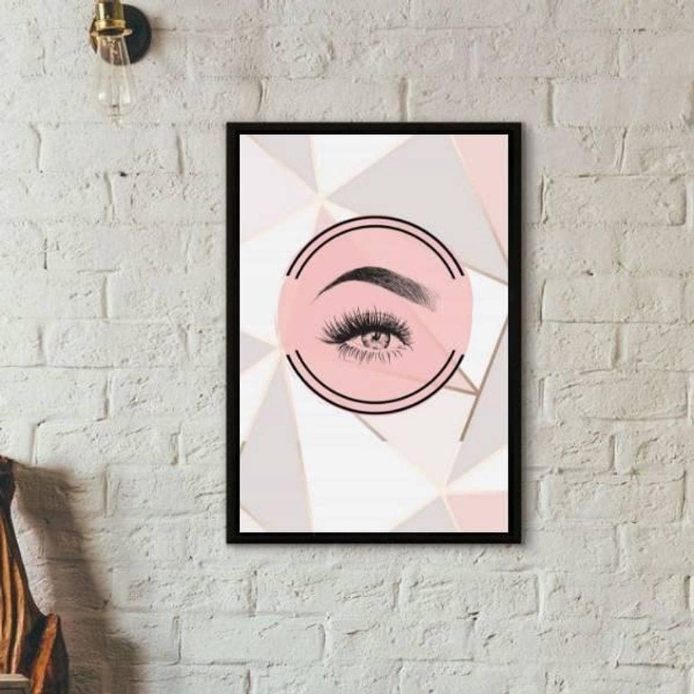 Quadro Cílios E Sombrancelha Geométrico 45X34 Moldura Preta