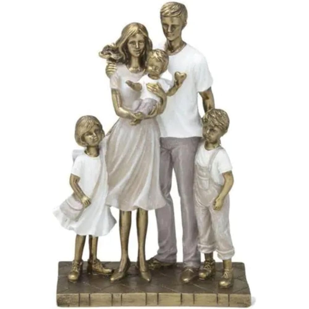 Escultura Família Decorativa em Resina 25cm Somos Cinco