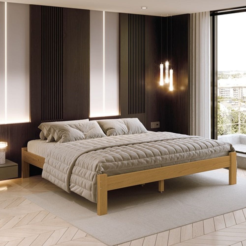Cama Turca King Size De Madeira Maciça Reforçada Nogueira