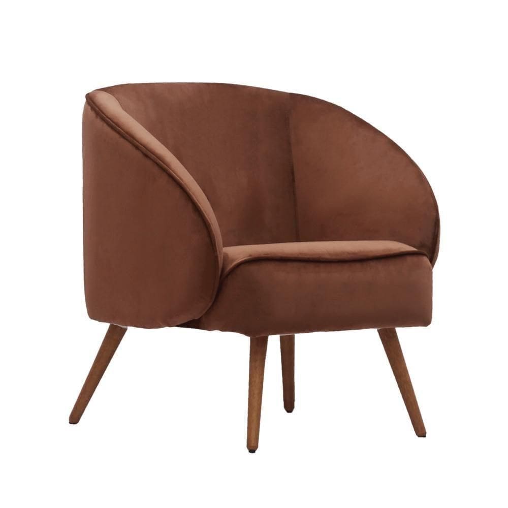 Poltrona Wind 66cm Marrom Pé Palito Castanho