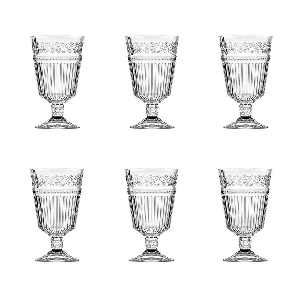 Jogo 6 Taças De Vidro Folhas Para Água 330 Ml