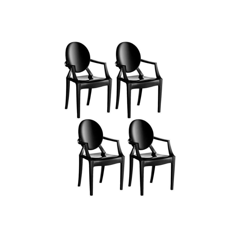 Kit 4 Cadeiras Wind Plus Uz4003 4 Un Polipropileno Preto