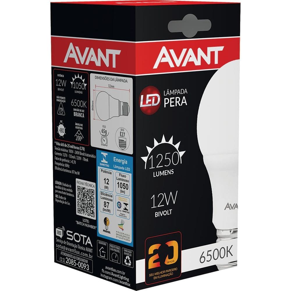 Lâmpada Led 12W Avant Bivolt Branca
